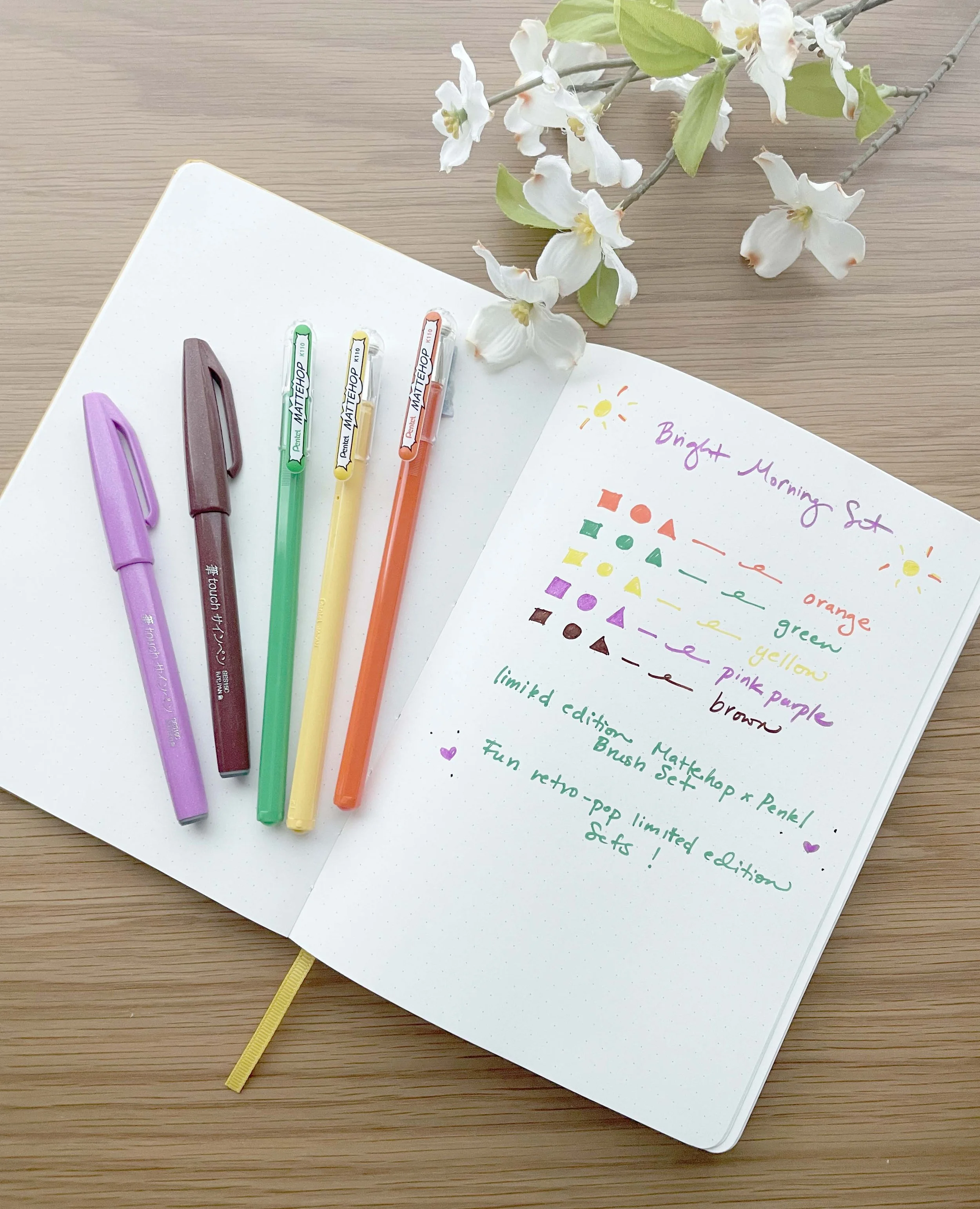 Limited Edition Pentel Pen Set - Mattehop x Brush Pen - Bright